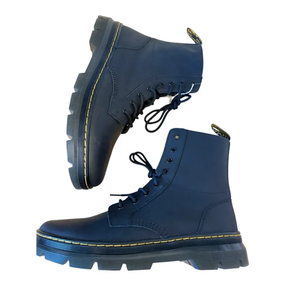 Dr. Doc Martens Combs Black Leather Combat Grunge Boots Size Mens 13 EU 47 NWOB - Picture 4 of 11